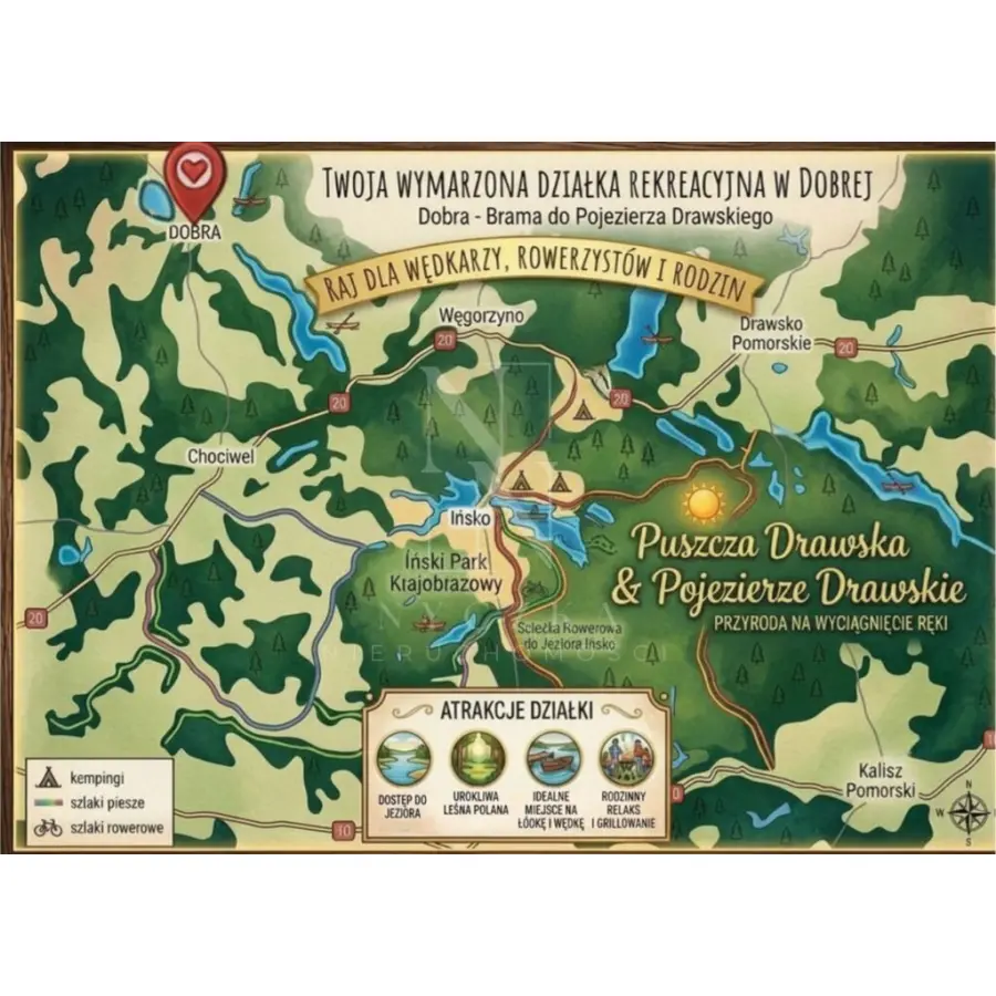 zachodniopomorskie, Łobeski, Dobra, Działki nad jeziorem Dobra Nowogardzka