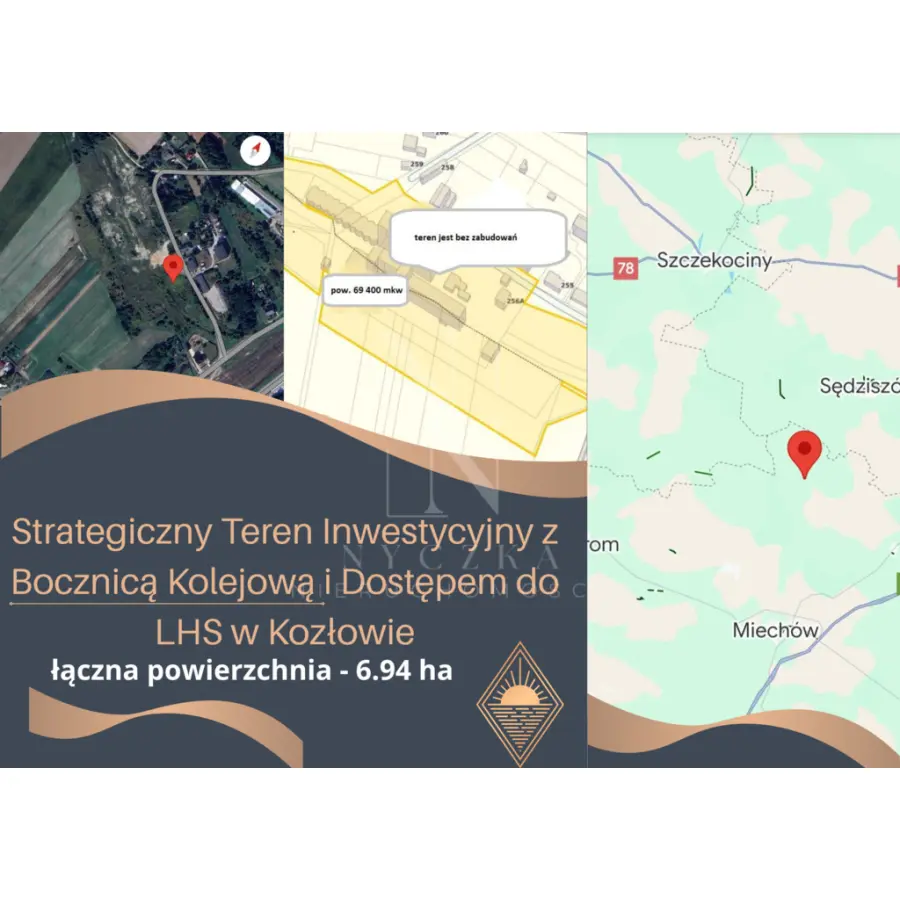 małopolskie, Miechowski, Kozłów, Teren Inwestycyjny z Bocznicą Kolejową