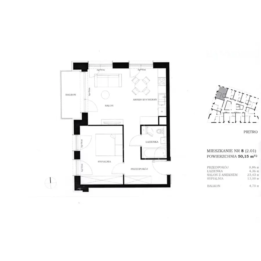 zachodniopomorskie, Szczecin, Centrum, Nowa inwestycja 2 pok. 49,15 2, IIp. balkon 4,74m2