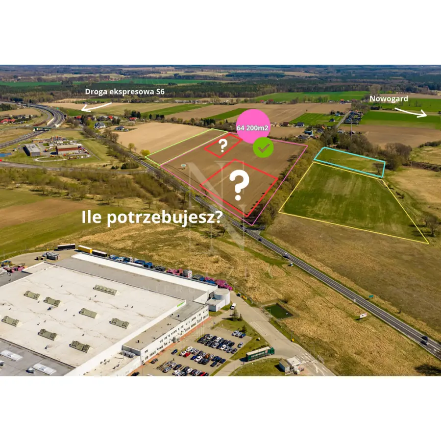 zachodniopomorskie, Goleniowski, Nowogard, Wojcieszyn, 6 ha przy S6 -do podziału, ile m2 potrzebujesz?